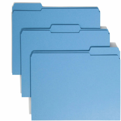 Smead Colored Top Tab File Folders - 1/3 Cut - Blue - 100/Box