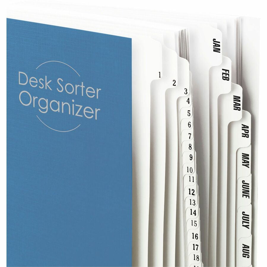 Smead Daily/Monthly Desk File/Sorter - Digit - 1-31 - Letter - 8.50’’ Width x 11’’ Length - Blue Divider - 35% Recycled