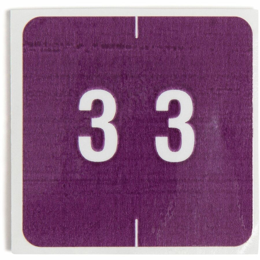Smead DCC Color-Coded Numeric Labels - 3 - x 1 1/2’’ Width Length - Purple - Laminated - 250 / Roll - Filing