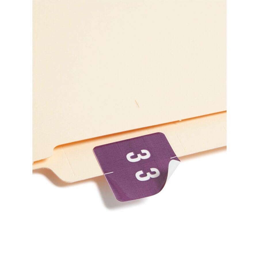 Smead DCC Color-Coded Numeric Labels - 3 - x 1 1/2’’ Width Length - Purple - Laminated - 250 / Roll - Filing