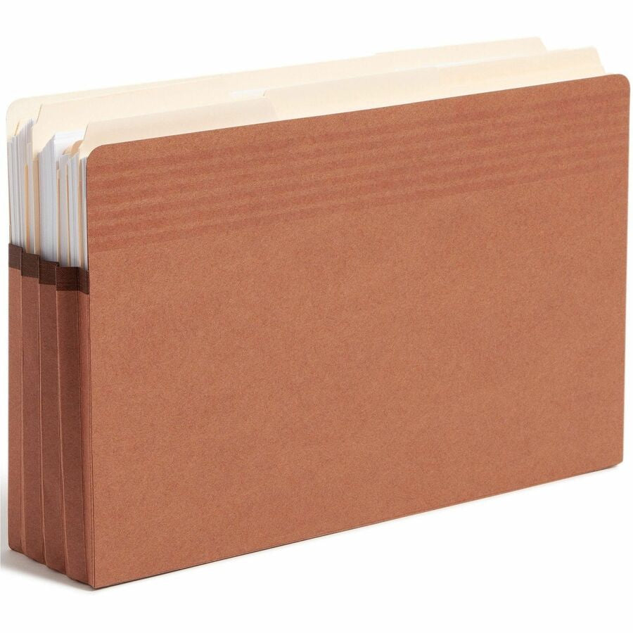 Smead Easy Grip Straight Tab Cut Legal Recycled File Pocket - 8 1/2’’ x 14’’ - 3 Expansion - Pressboard - Redrope