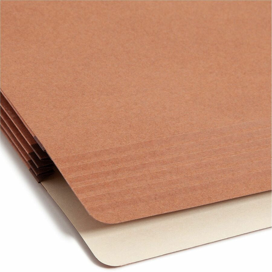 Smead Easy Grip Straight Tab Cut Legal Recycled File Pocket - 8 1/2’’ x 14’’ - 3 Expansion - Pressboard - Redrope