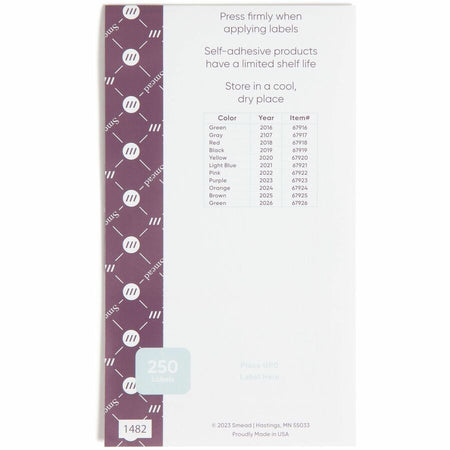 Smead ETS Color-Coded Year Labels - 1/2’’ Height x 1’’ Width - Green - Paper - Laminated - Self-adhesive Durable - 25