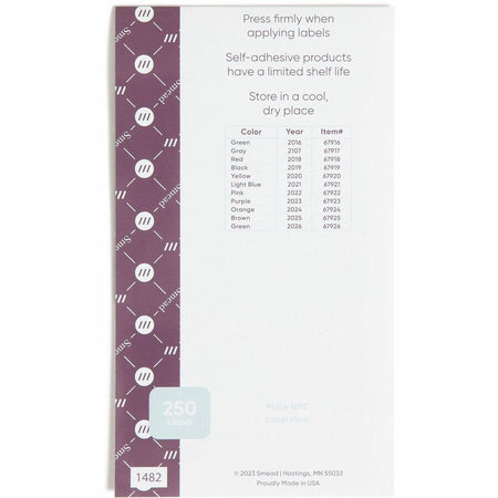 Smead ETS Color-Coded Year Labels - 1/2’’ Height x 1’’ Width - Green - Paper - Laminated - Self-adhesive Durable - 25