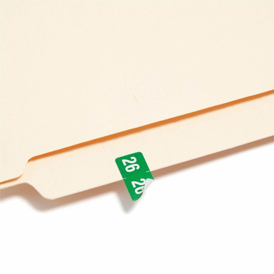 Smead ETS Color-Coded Year Labels - 1/2’’ Height x 1’’ Width - Green - Paper - Laminated - Self-adhesive Durable - 25