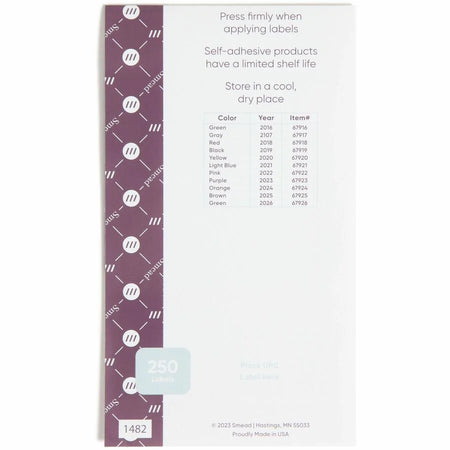 Smead ETS Color-Coded Year Labels - 1/2’’ Height x 1’’ Width - Green - Paper - Laminated - Self-adhesive Durable - 25