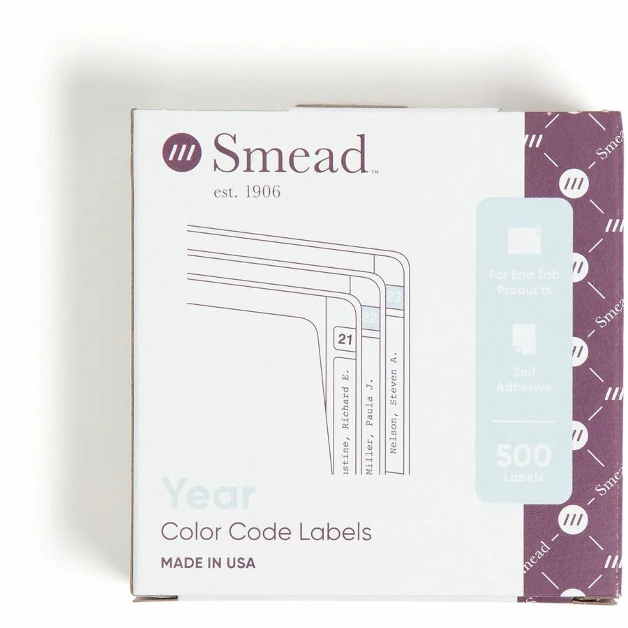 Smead ETYJ Color-Coded Year Labels - Orange - Durable Self-Adhesive - 500 - Color-Coding