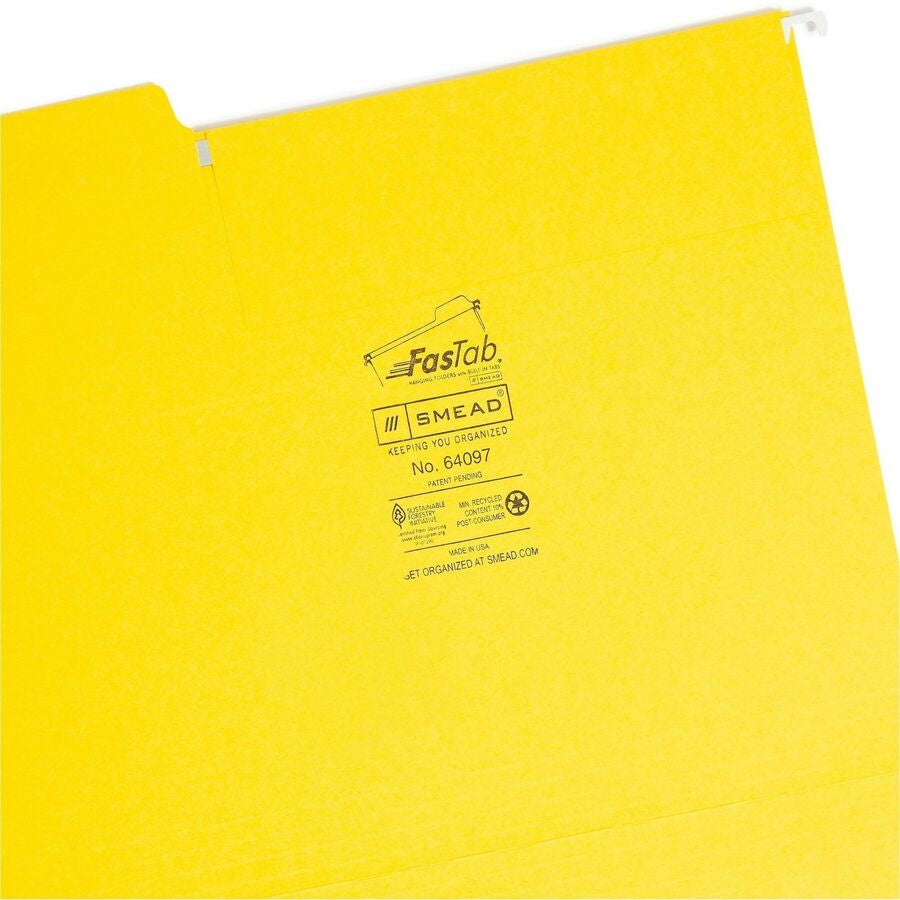 Smead FasTab 1/3 Tab Cut Letter Recycled Hanging Folder - Right