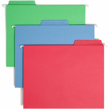 Smead FasTab 1/3 Tab Cut Letter Recycled Hanging Folder - 8 1/2’’ x 11’’ - Top Location - Assorted Position - 11 pt.
