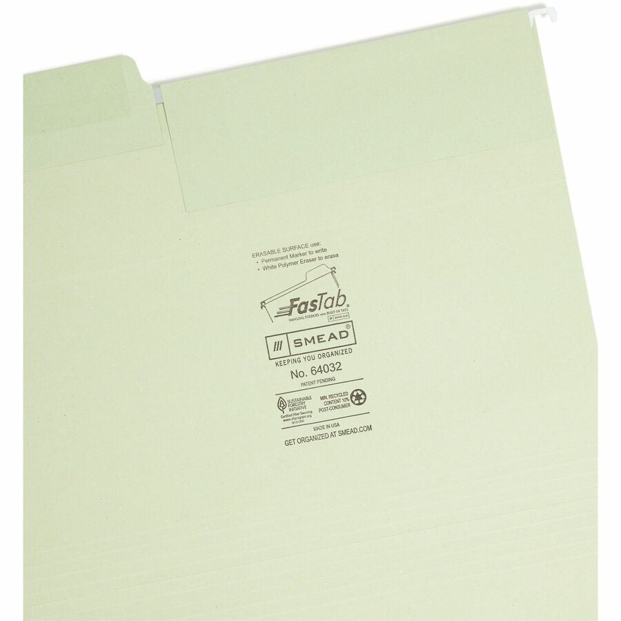 Smead FasTab 1/3 Tab Cut Letter Recycled Hanging Folder - Alternate-Image9