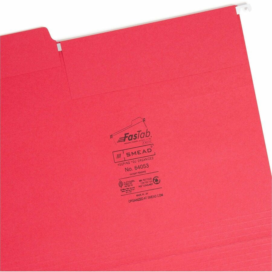 Smead FasTab 1/3 Tab Cut Letter Recycled Hanging Folder - Right