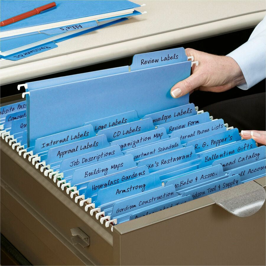 Smead FasTab 1/3 Tab Cut Letter Recycled Hanging Folder - 8 1/2’’ x 11’’ - Top Location - Assorted Position - 11 pt.