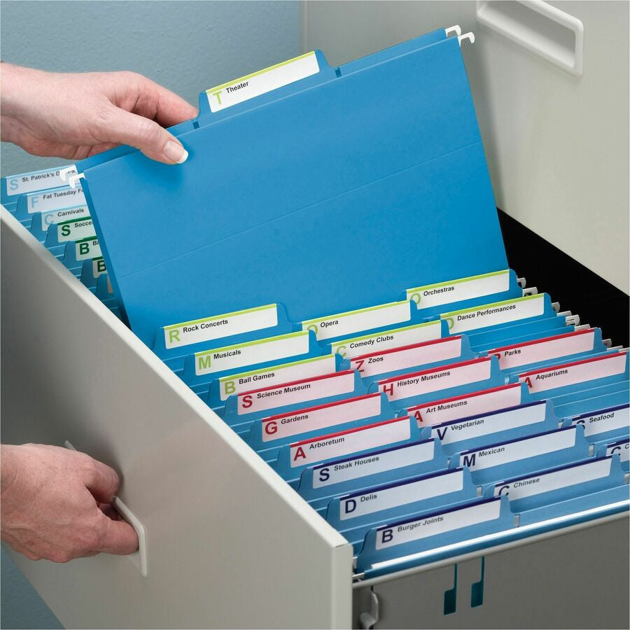 Smead FasTab 1/3 Tab Cut Letter Recycled Hanging Folder - 8 1/2’’ x 11’’ - Top Location - Assorted Position - 11 pt.