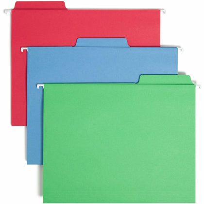 Smead FasTab Recycled Hanging Folders - 1/3 Tab Cut - Assorted Colors - 18/Box - & Accessories