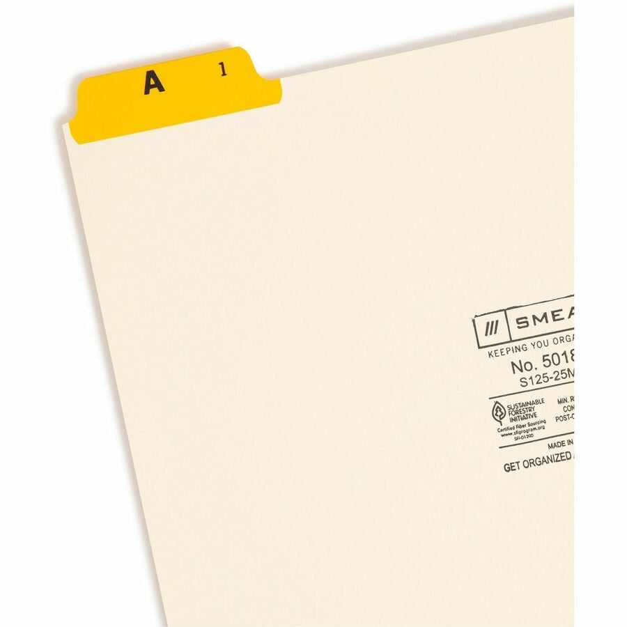 Smead Filing Guides with Alphabetic Indexing - 25 Printed Assorted Tab(s) - Character - A-Z - Tab(s)/Set - Letter