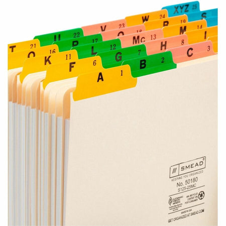 Smead Filing Guides with Alphabetic Indexing - 25 Printed Assorted Tab(s) - Character - A-Z - Tab(s)/Set - Letter