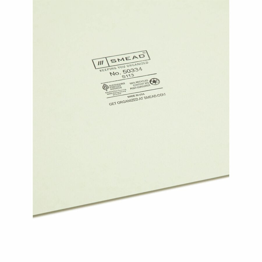 Smead Filing Guides with Blank Tab - Assorted Tab(s) - Letter - Gray Pressboard Green - 100% Recycled - 100 / Box
