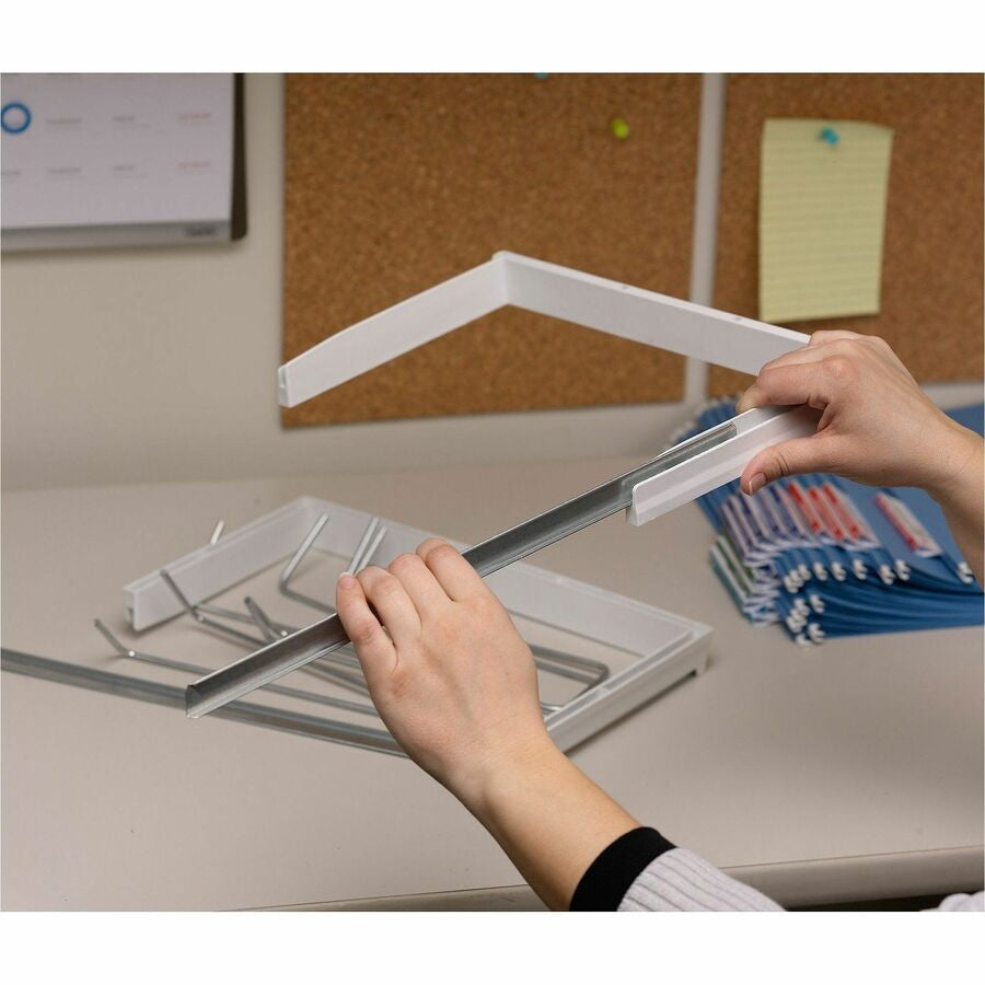 Smead Heavy-Duty Adjustable Hanging Folder Frame - Letter - 16’’ to 24’’ Long - Steel Plastic - White - 1 / Box