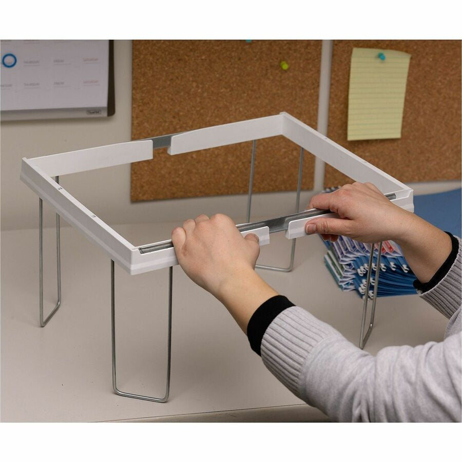 Smead Heavy-Duty Adjustable Hanging Folder Frame - Letter - 16’’ to 24’’ Long - Steel Plastic - White - 1 / Box