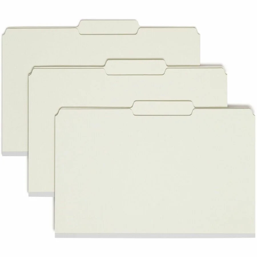 Smead Legal Fastener Folder - 2’’ Expansion 25pt Pressboard - Gray/Green - 100% Recycled - Folders