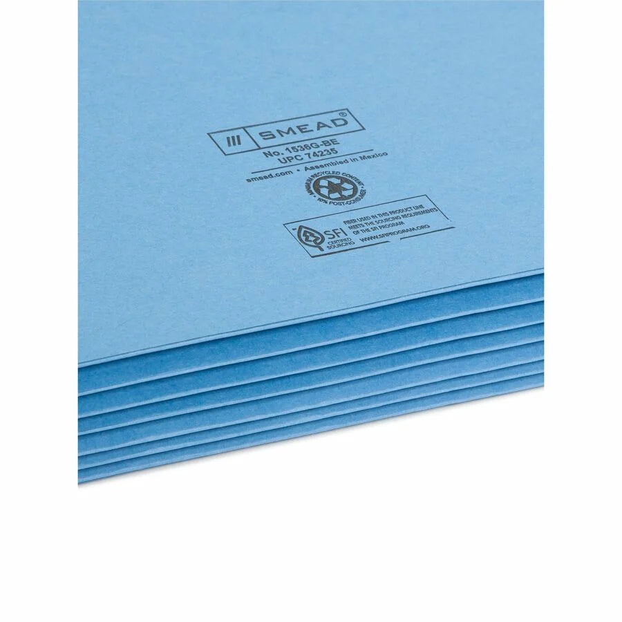 Smead Legal File Pocket: Blue 5 1/4’’ Expansion Tear Resistant - Filing Jackets & Pockets