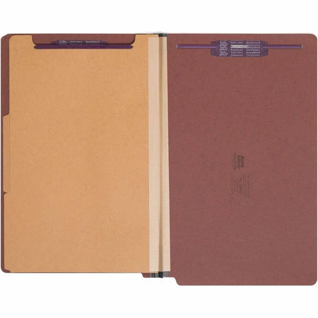 Smead Legal Recycled Classification Folder - Heavy Duty Pressboard Red - 10/Box - End Tab Folders
