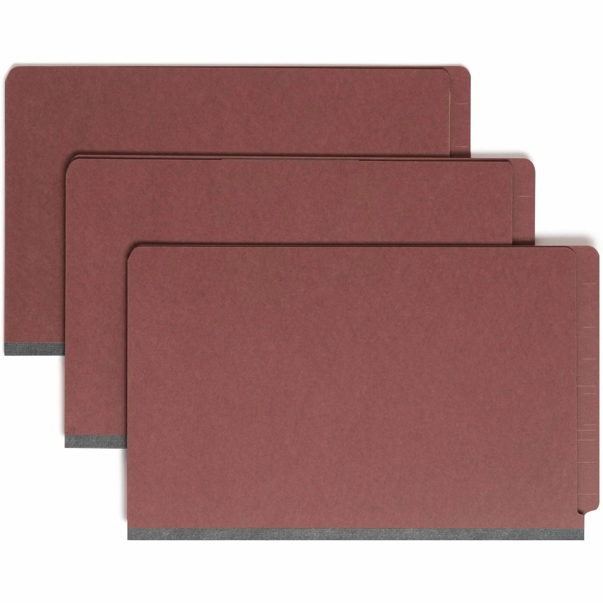 Smead Legal Recycled Classification Folder - Heavy Duty Pressboard Red - 10/Box - End Tab Folders