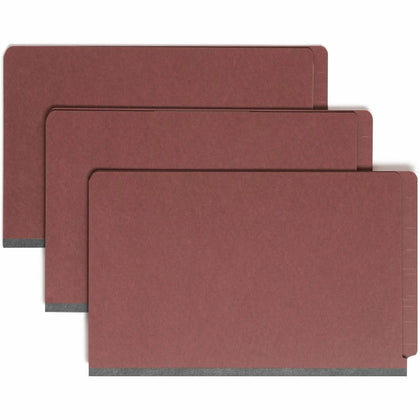 Smead Legal Recycled Classification Folder - Heavy Duty Pressboard Red - 10/Box - End Tab Folders