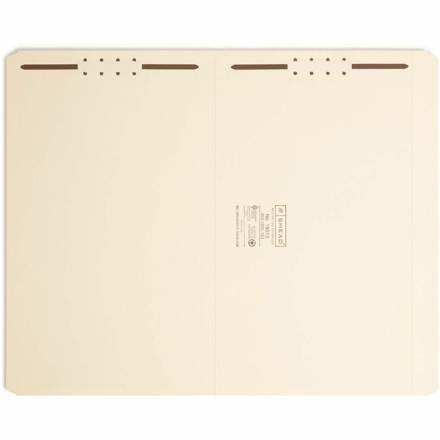 Smead Straight Tab Cut Legal Recycled Fastener Folder - 8 1/2’’ x 14’’ - 3/4’’ Expansion - 2 2K Fastener(s) - 2’’