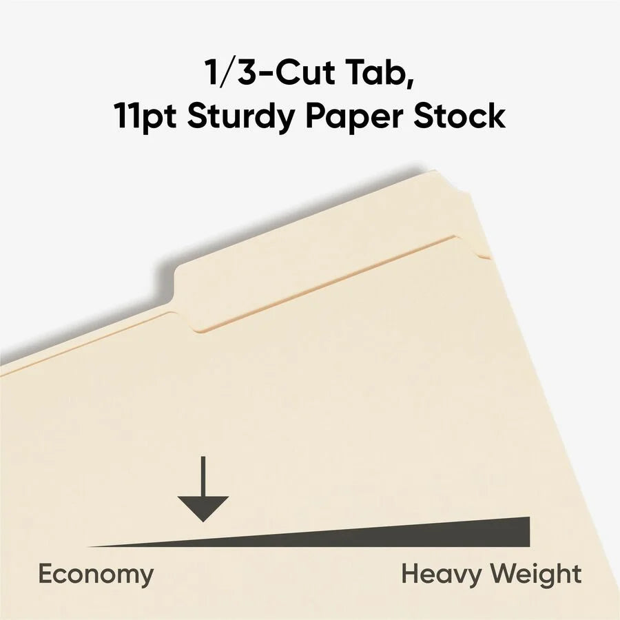 Smead Legal Recycled File Folders - 1/3 Tab Cut 8.5’’ x 14’’ 100/Box - Top