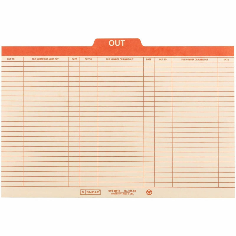 Smead 1/5 Tab Cut Legal Recycled Top File Folder - 8 1/2’’ x 14’’ - 1’’ Expansion - Location - Center Position - Filing