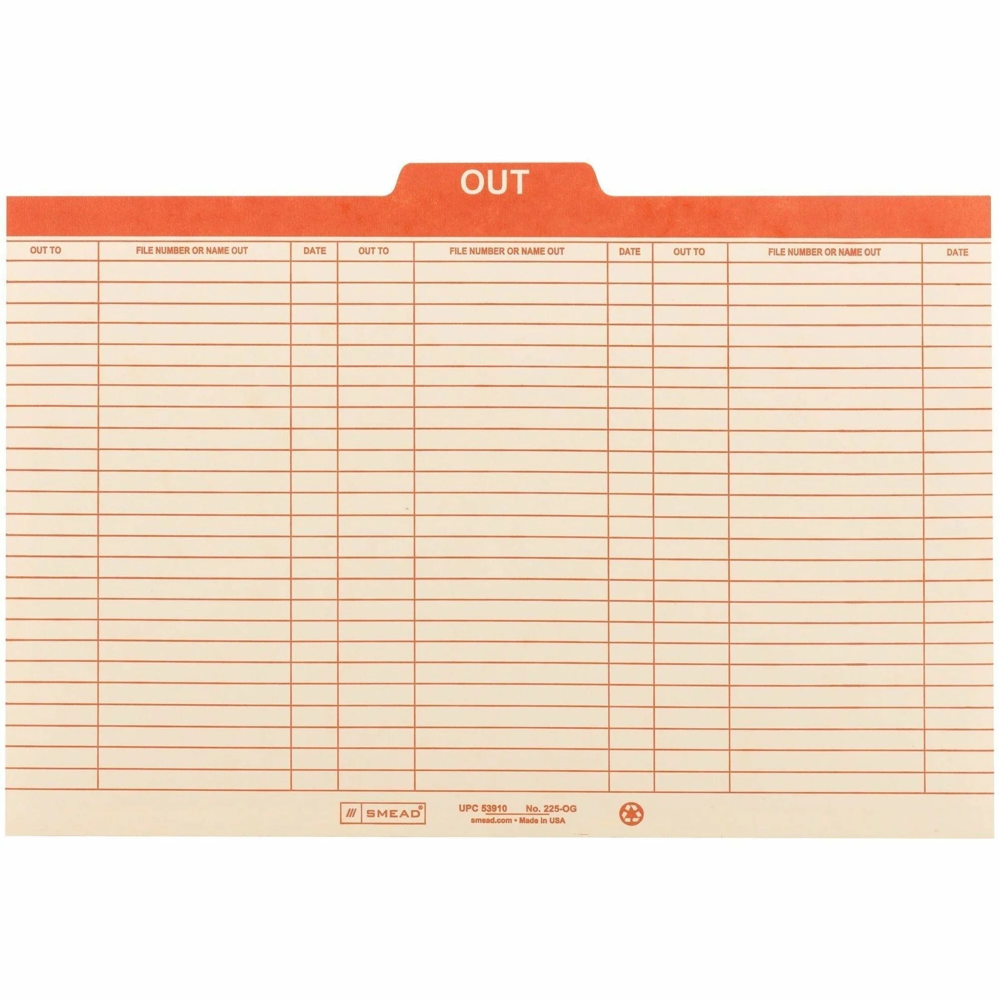 Smead Legal Recycled File Folders - 1/5 Tab Cut 1’’ Expansion - 100/Box - Filing Guides