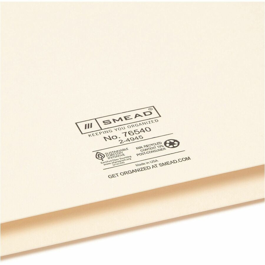 Smead Legal Recycled File Jacket - 8 1/2’’ x 14’’ - 1 Expansion - 11 pt. - 2 Plys - Manila - Reinforced Slip Resistant
