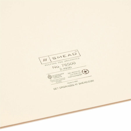 Smead Legal Recycled File Jacket - 8 1/2’’ x 14’’ - 11 pt. - 2 Plys - Manila - Reinforced Slip Resistant - 10% - 100