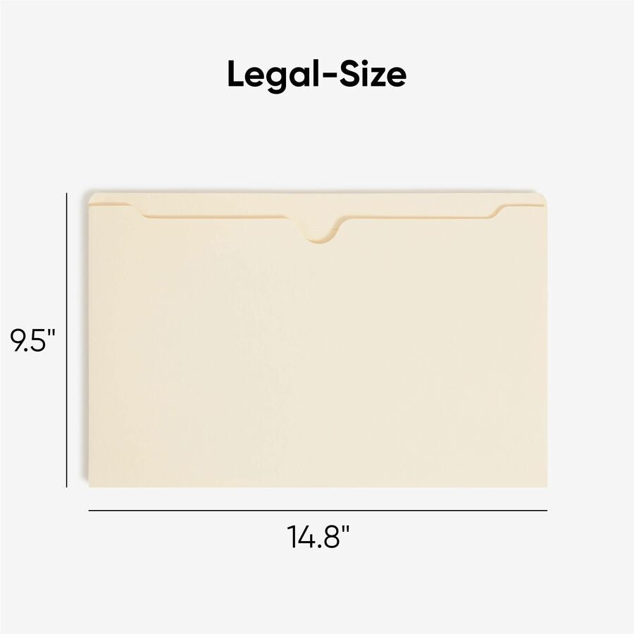 Smead Legal Recycled File Jacket - 8 1/2’’ x 14’’ - 2’’ Expansion - 11 pt. - 2 Plys - Manila - Reinforced Slip