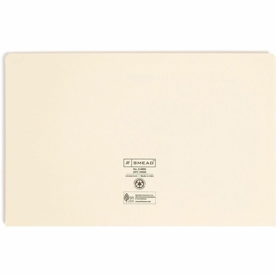 Smead Legal Recycled File Jacket - 8 1/2’’ x 14’’ - 2’’ Expansion - 11 pt. - 2 Plys - Manila - Reinforced Slip
