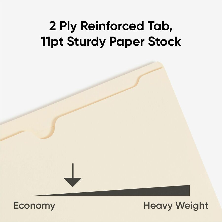 Smead Legal Recycled File Jacket - 8 1/2’’ x 14’’ - 2’’ Expansion - 11 pt. - 2 Plys - Manila - Reinforced Slip