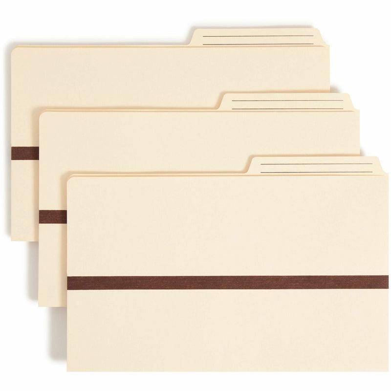 Smead 2/5 Tab Cut Legal Recycled File Pocket - 8 1/2’’ x 14’’ - 1’’ Expansion - Top Location - Right Position - 11 pt.