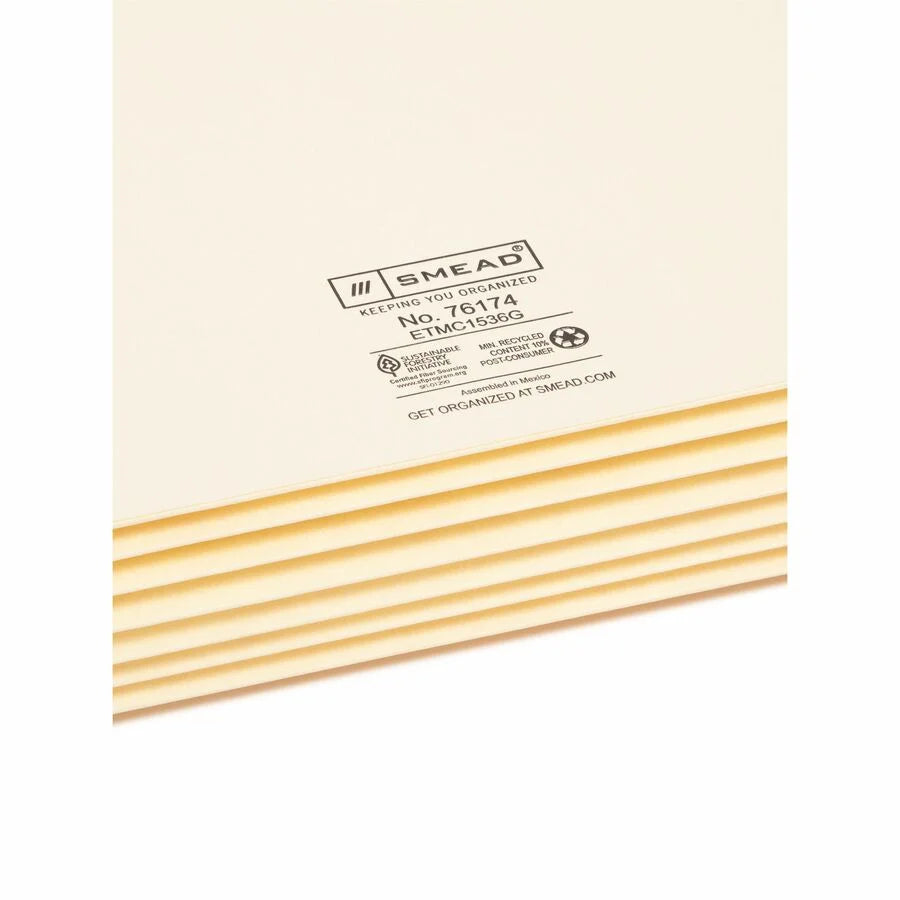 Smead Legal Recycled File Pocket - 5 1/4’’ Expansion - Reinforced Gusset - End Tab Folders