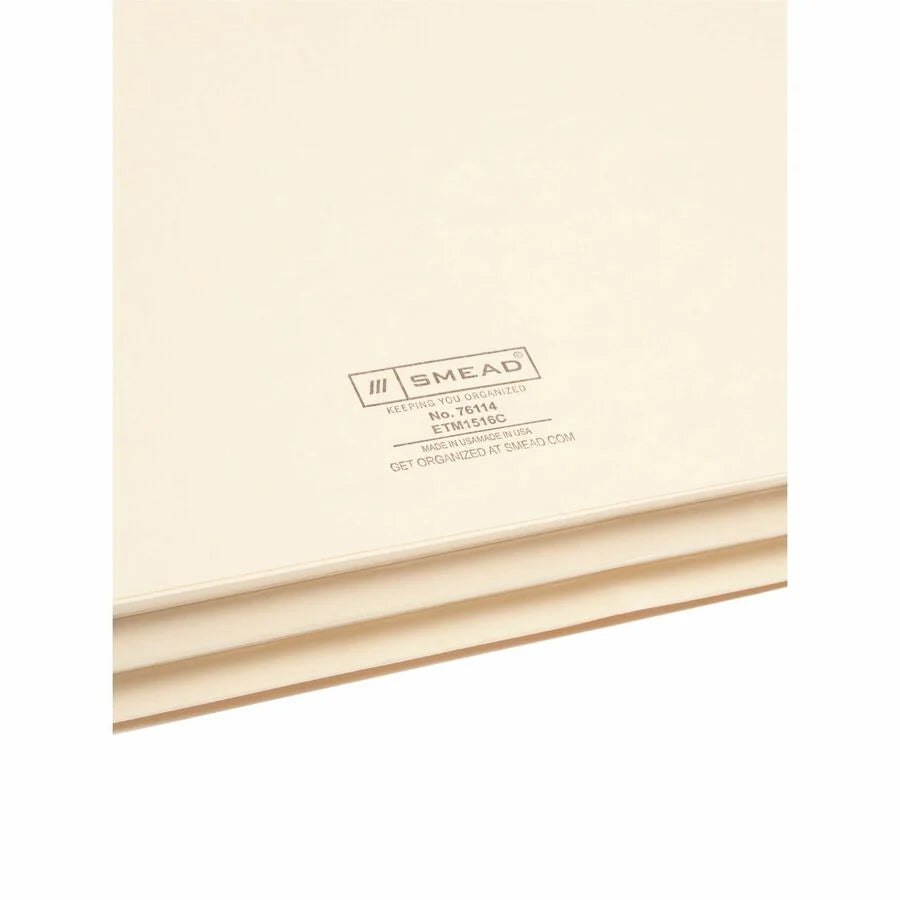 Smead Legal Recycled File Pocket - 8 1/2’’ x 14’’ - 1 3/4’’ Expansion - 25/Box - End Tab Folders