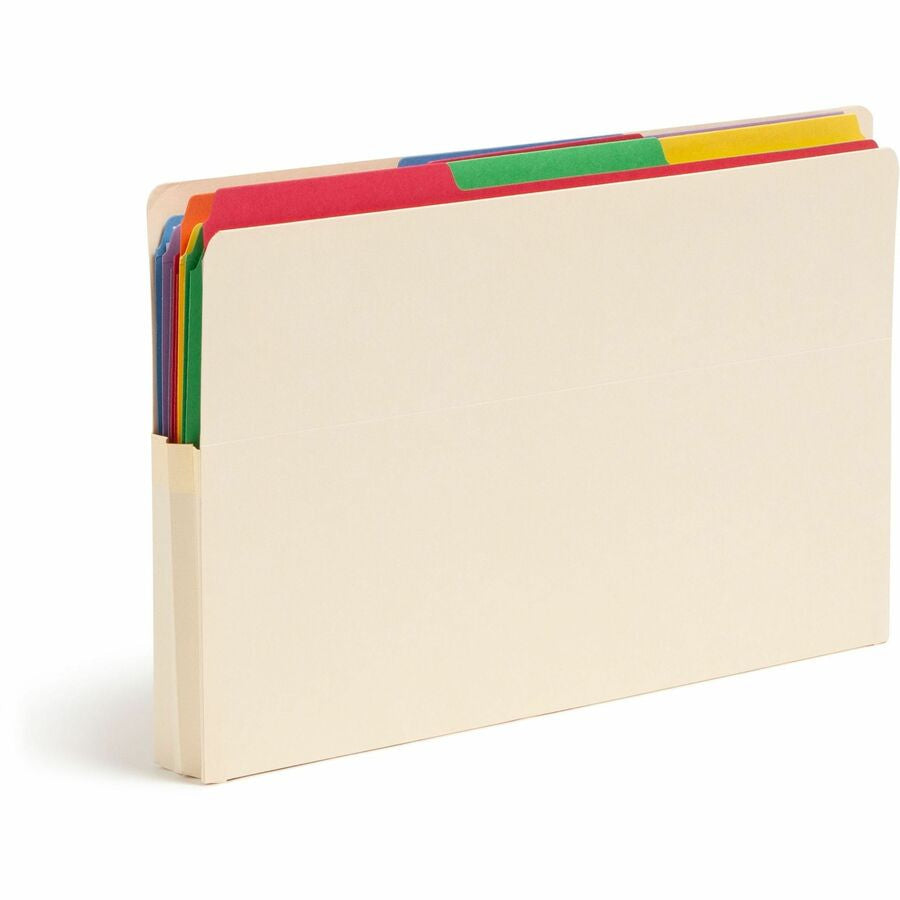 Smead Straight Tab Cut Legal Recycled File Pocket - 8 1/2’’ x 14’’ - 1 3/4’’ Expansion - 2 Plys - Manila - Embossed