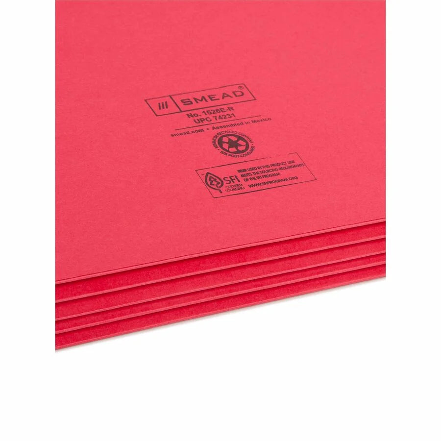 Smead Legal Recycled File Pocket - Red 3 1/2’’ Expansion - Filing Jackets & Pockets