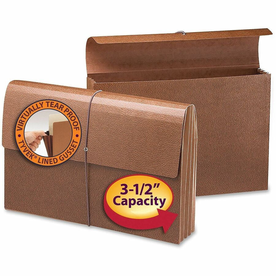 Smead Legal Recycled File Wallet - 8 1/2’’ x 14’’ - 3 Expansion - Redrope - Reinforced Gusset Elastic Closure Flap