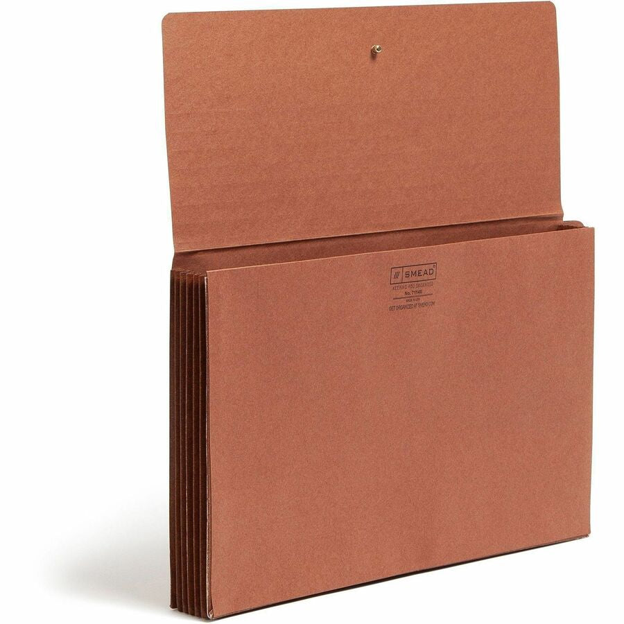 Smead Legal Recycled File Wallet - 8 1/2’’ x 14’’ - 5 1/4’’ Expansion - End Tab Location - 12.5 pt. - Redrope