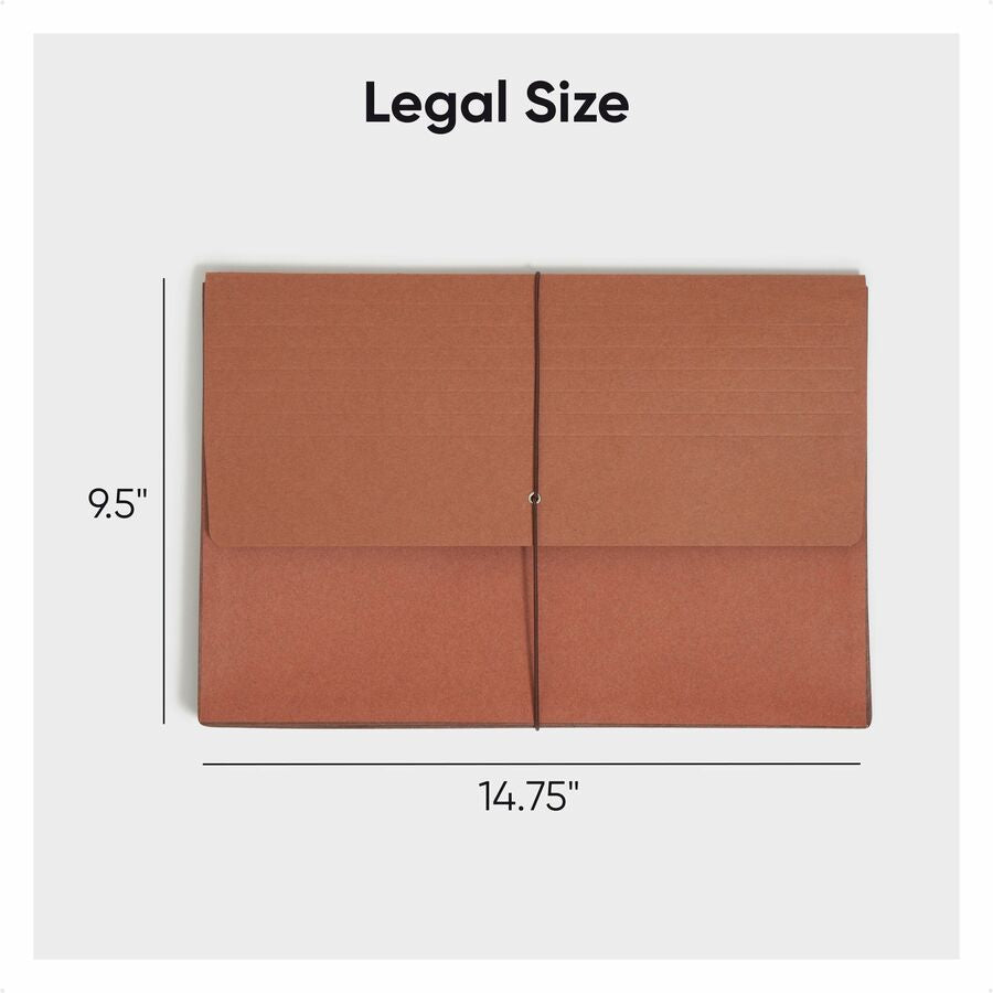 Smead Legal Recycled File Wallet - 8 1/2’’ x 14’’ - 5 1/4’’ Expansion - Redrope - Elastic Closure Flap - 30% - 10 / Box
