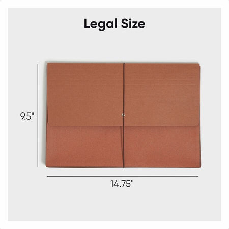 Smead Legal Recycled File Wallet - 8 1/2’’ x 14’’ - 5 1/4’’ Expansion - Redrope - Elastic Closure Flap - 30% - 10 / Box
