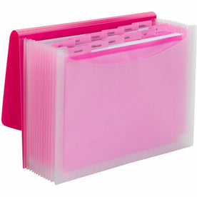 Smead Letter Expanding File 8 1/2’’ x 11’’ Pink Clear 1 Each 12 Pocket(s) Divider(s) (SMD70864) - Filing Jackets &
