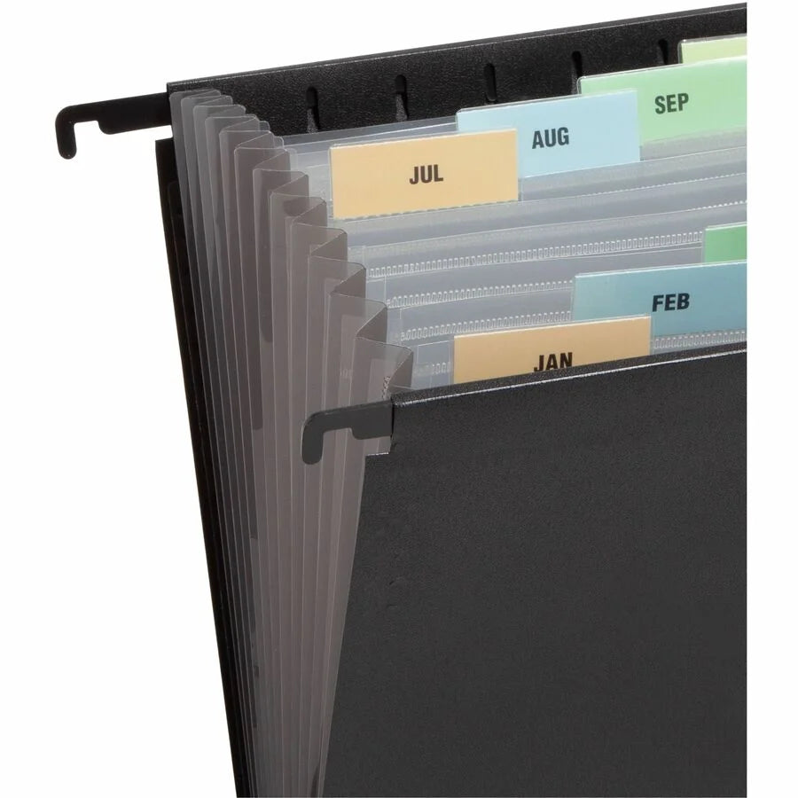 Smead Letter Expanding File: 13-Pocket Poly File Black - Hanging Folders & Accessories