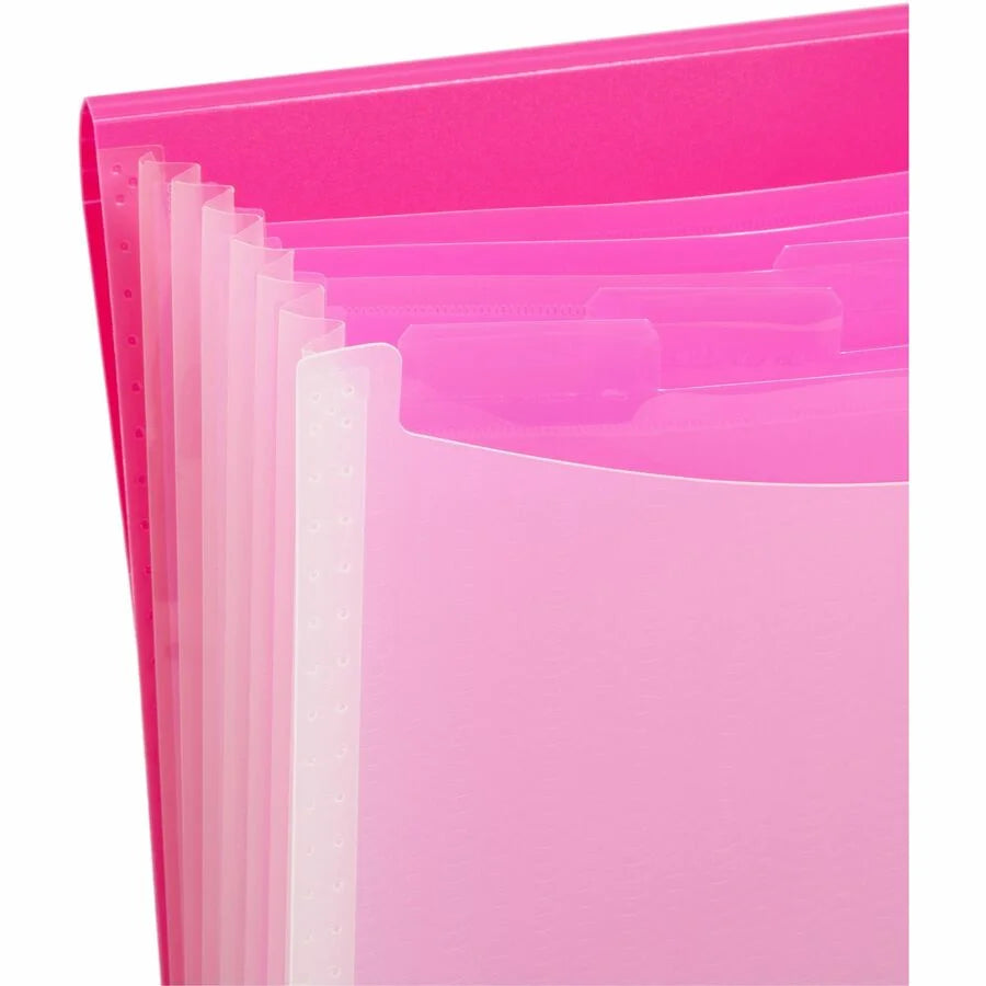 Smead Letter Expanding File 8 1/2’’ x 11’’ Pink Clear 1 Each 7 Pocket(s) 6 Divider(s) (SMD70874) - Filing Jackets &