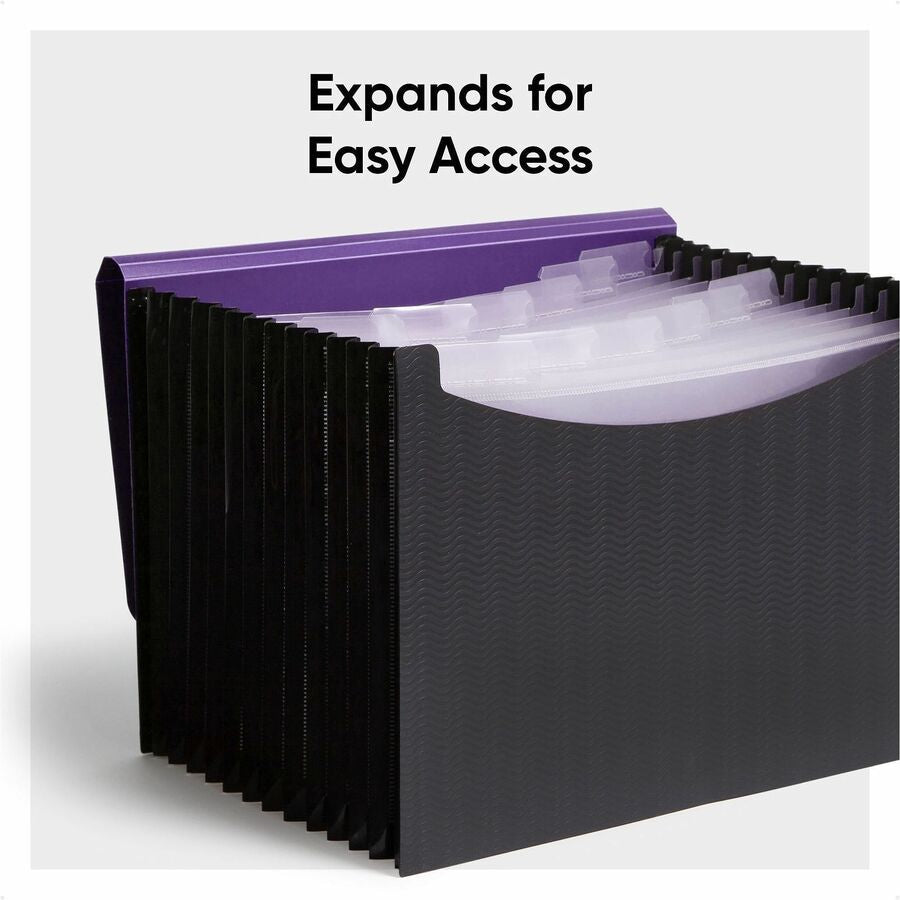 Smead Letter Expanding File - 8 1/2’’ x 11’’ - 12 Pocket(s) - Purple Black - 1 Each - Files